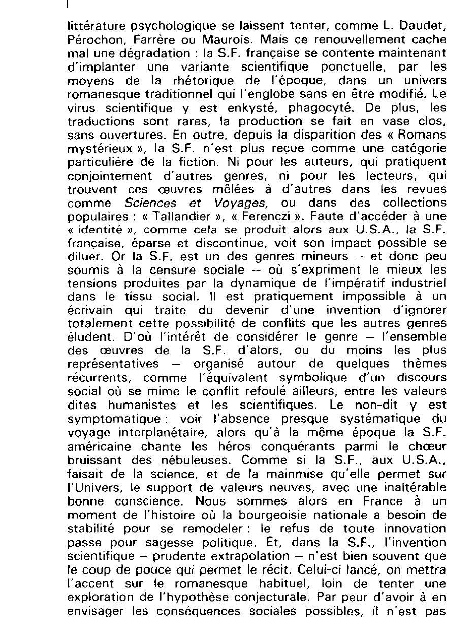 Prévisualisation du document LA SCIENCE FICTION EN FRANCE DEPUIS 1914 (HISTOIRE DE LA LITTÉRATURE)