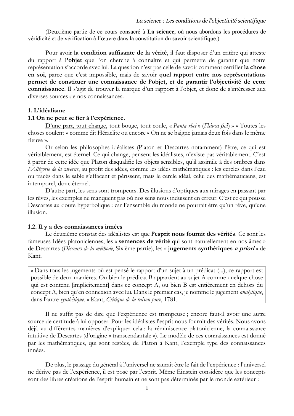 Prévisualisation du document La science : Les conditions de l’objectivité scientifique