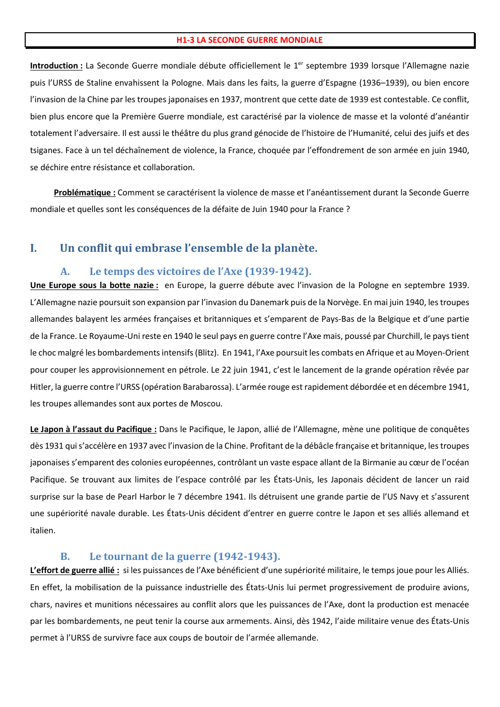 Prévisualisation du document LA SECONDE GUERRE MONDIALE