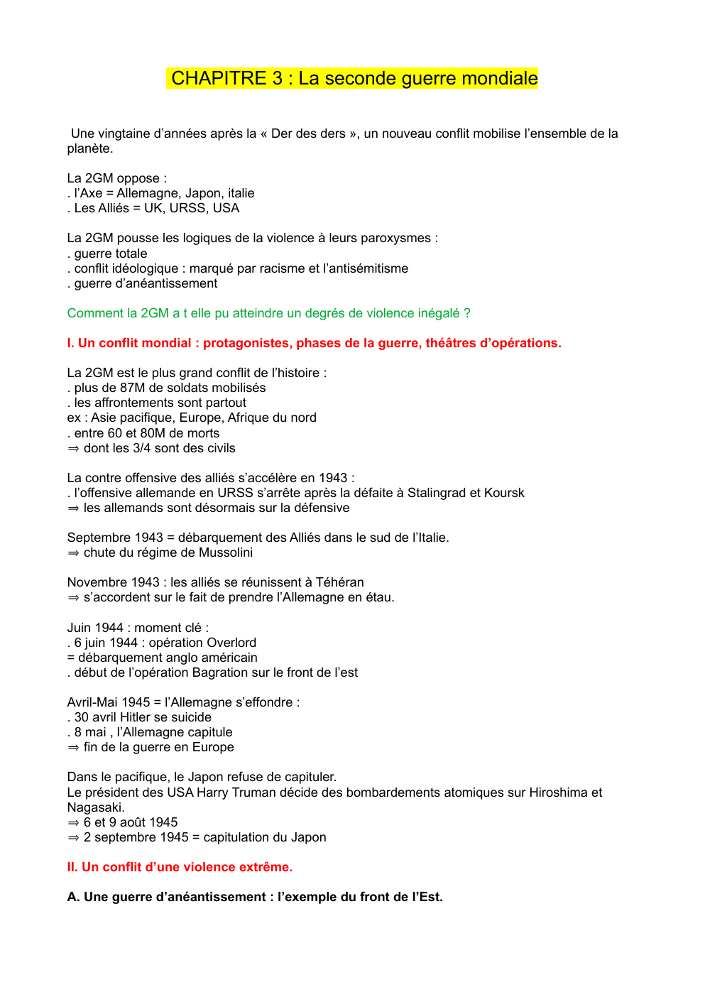 Prévisualisation du document La seconde guerre mondiale Cours terminal