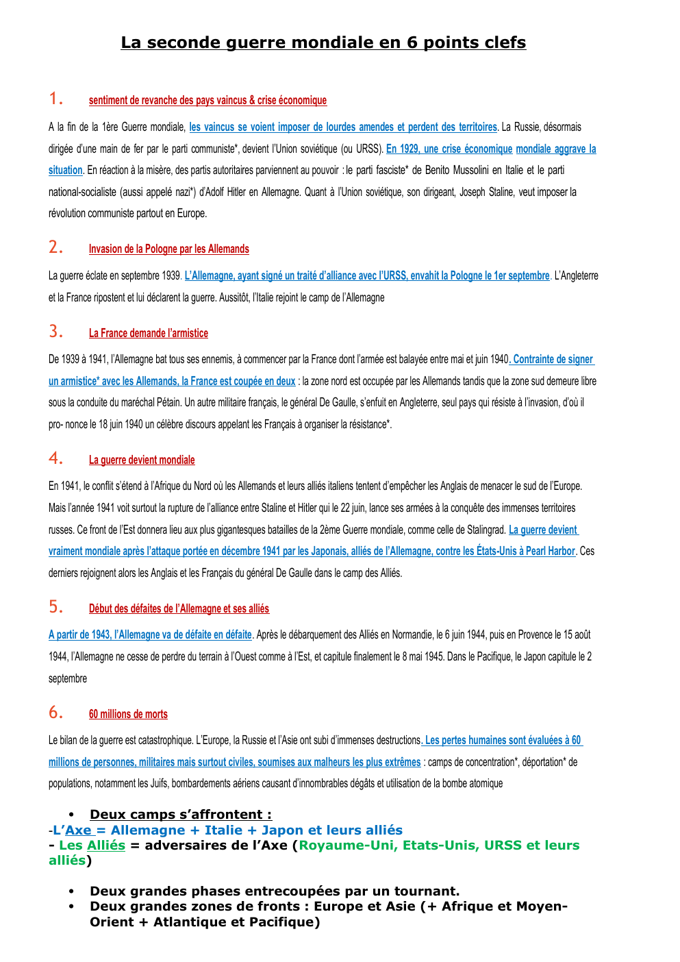 Prévisualisation du document La seconde guerre mondiale en 6 points clefs