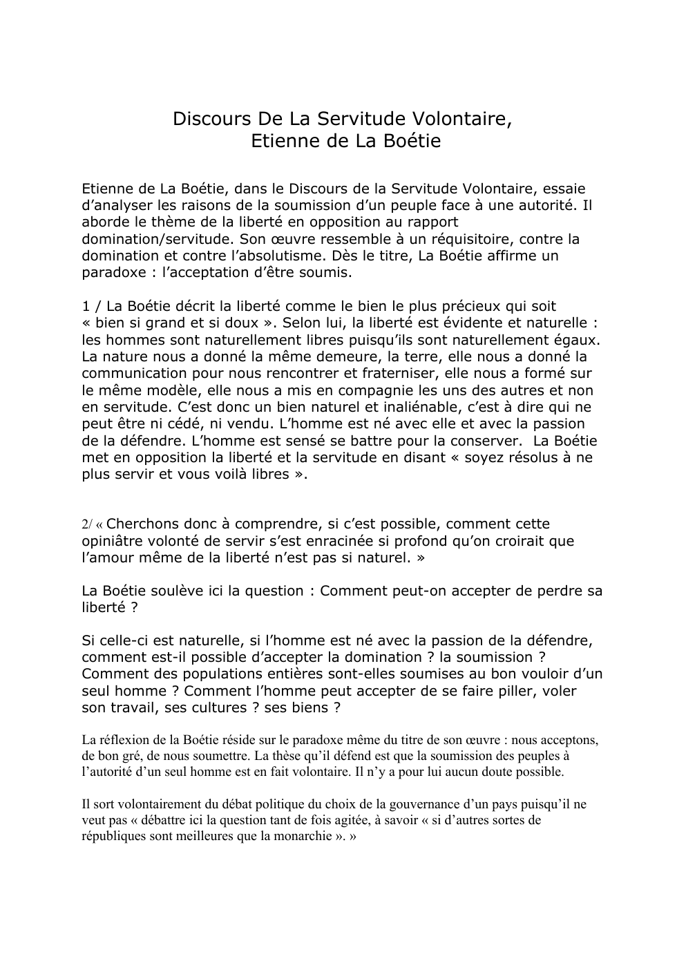 Prévisualisation du document La servitude volontaire La Boétie