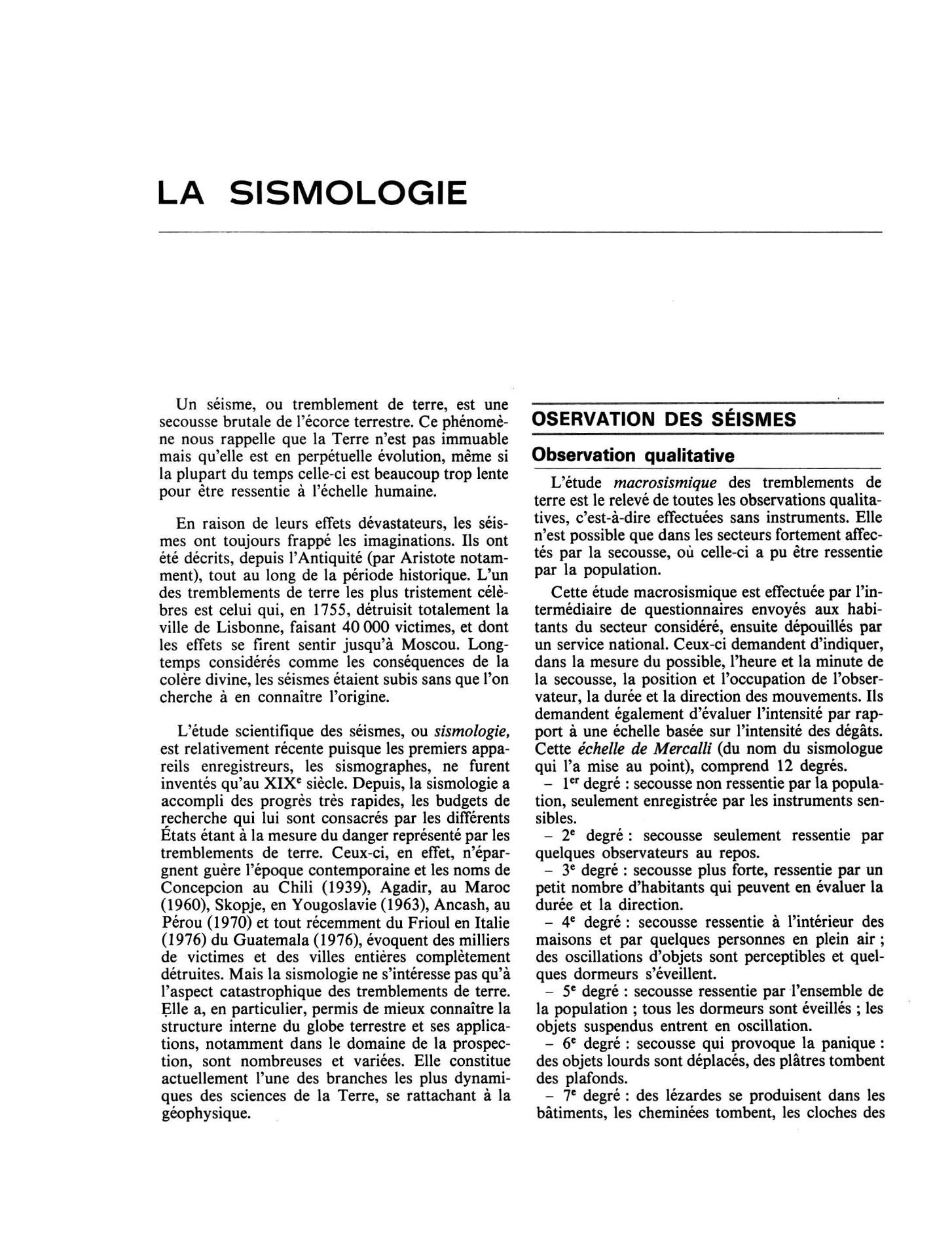 Prévisualisation du document LA SISMOLOGIE