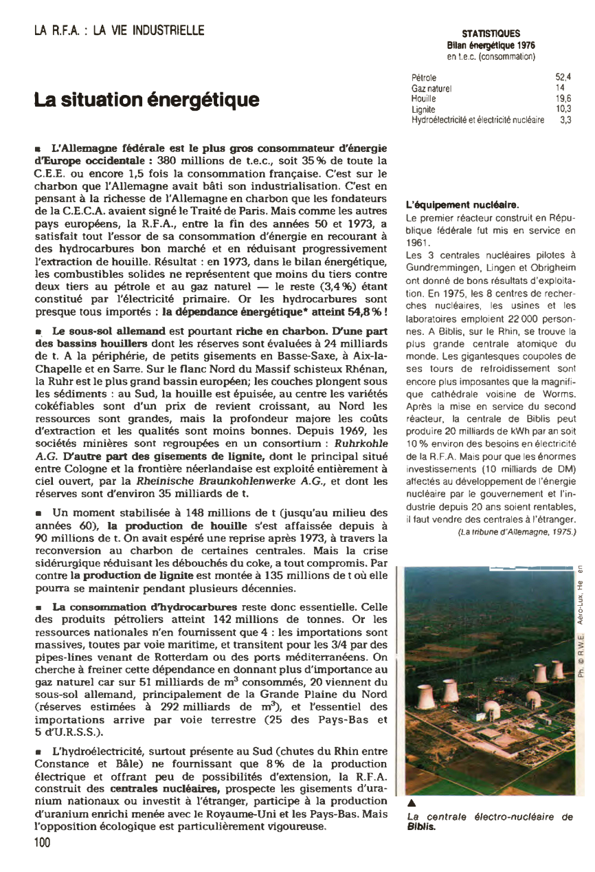 Prévisualisation du document La situation énergétique - R.F.A. (en 1980)