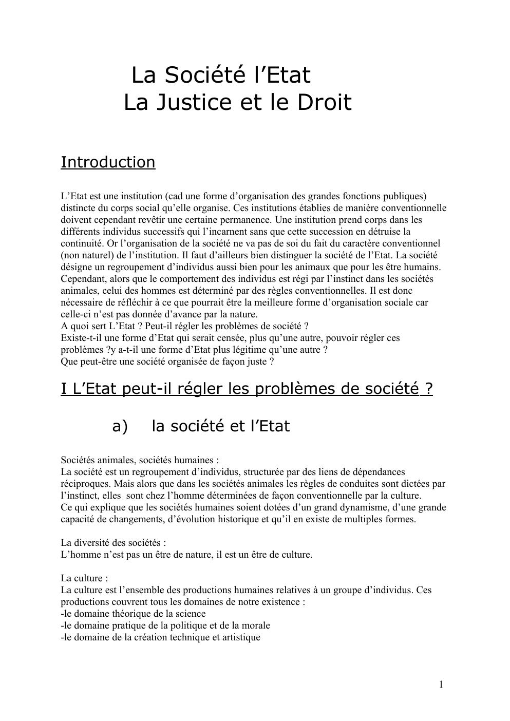 Prévisualisation du document La Société l’Etat La Justice et le Droit (cours de philosophie)