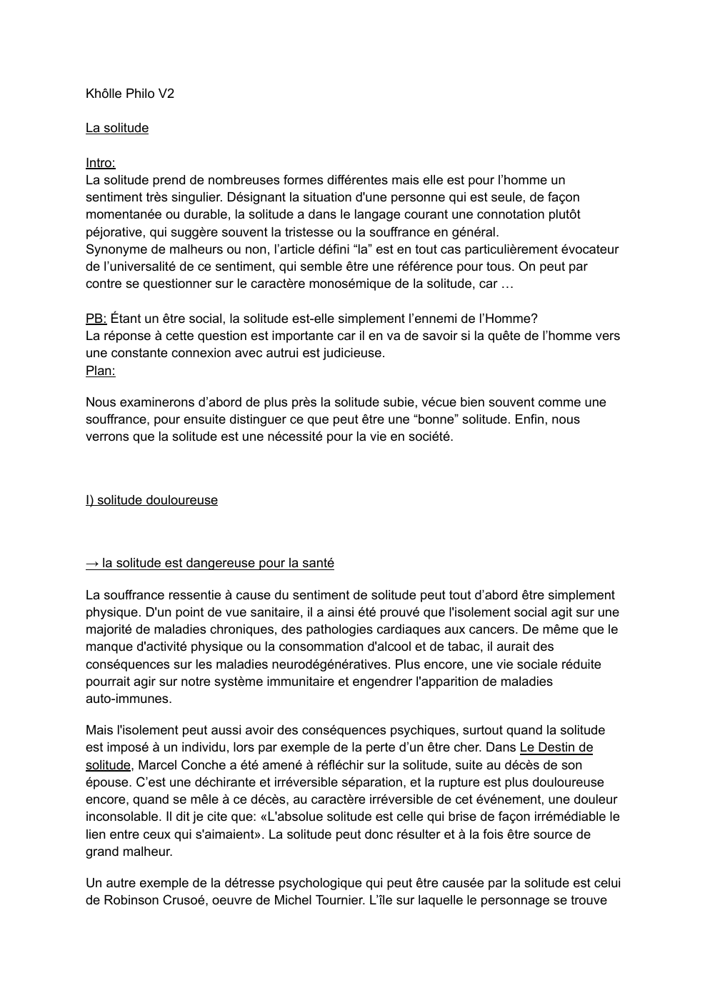 Prévisualisation du document La solitude - Dissertation