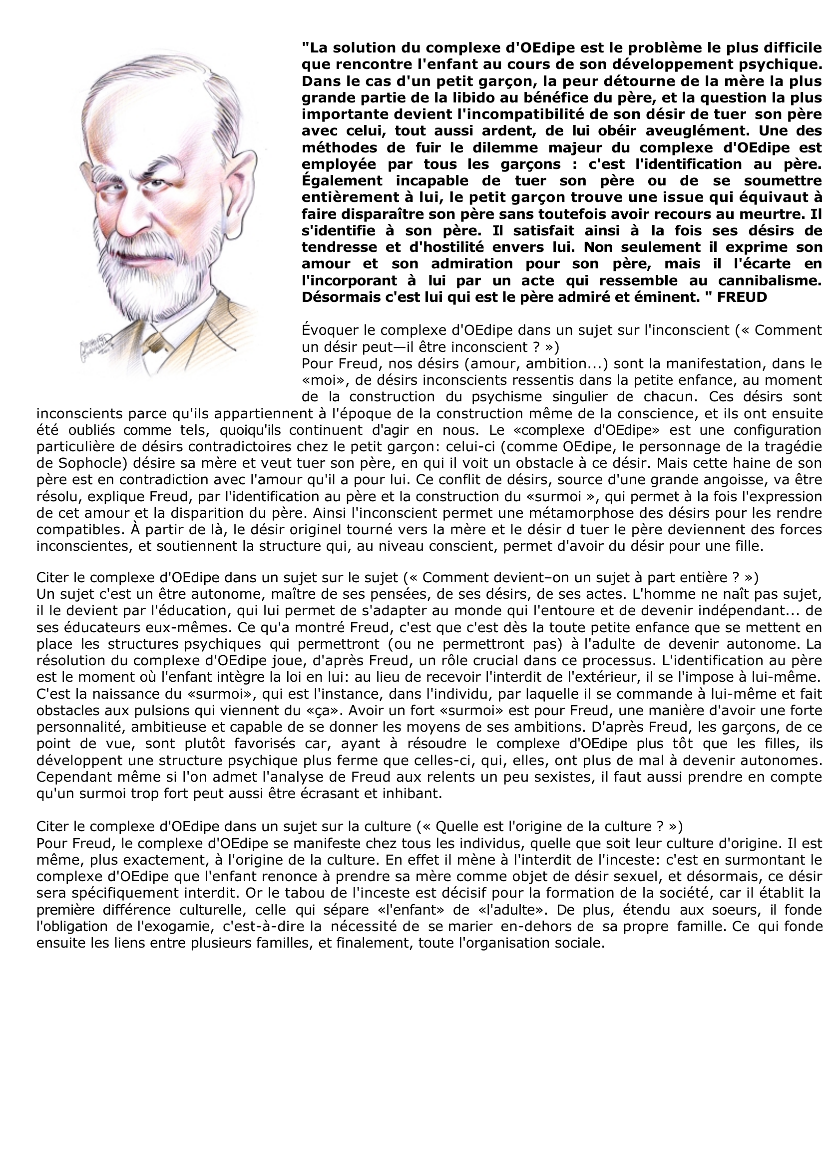 Prévisualisation du document La solution du complexe d'OEdipe chez Freud