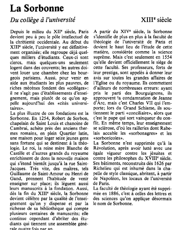 Prévisualisation du document La Sorbonne:Du collège à l'université.