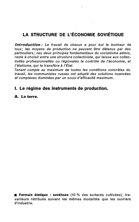 Prévisualisation du document LA STRUCTURE DE L'ÉCONOMIE SOVIÉTIQUE
Introduction: Le travail de chacun a pour b ut le b onheur de
tous; /es...
