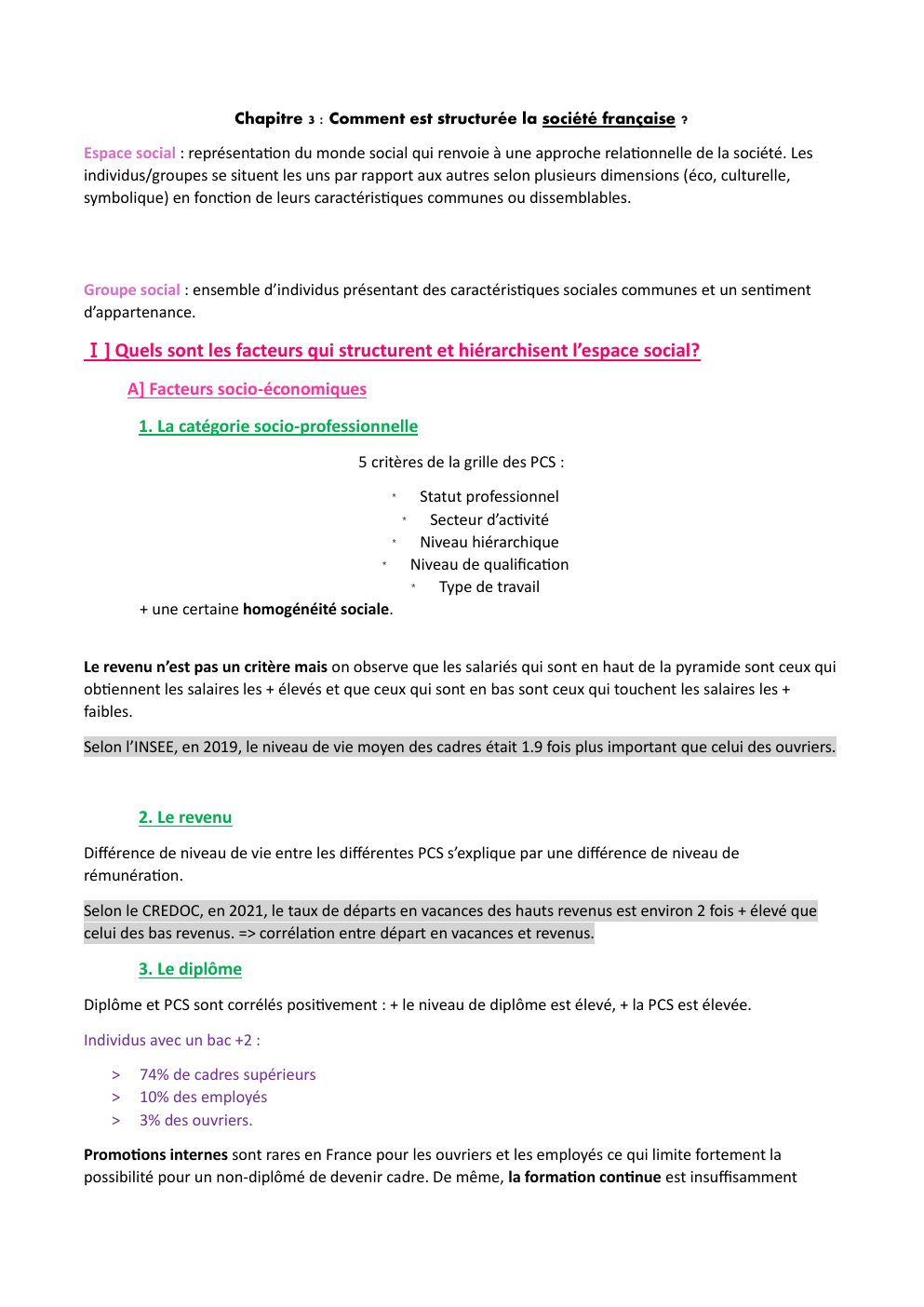 Prévisualisation du document La structure sociale (Terminale SES)