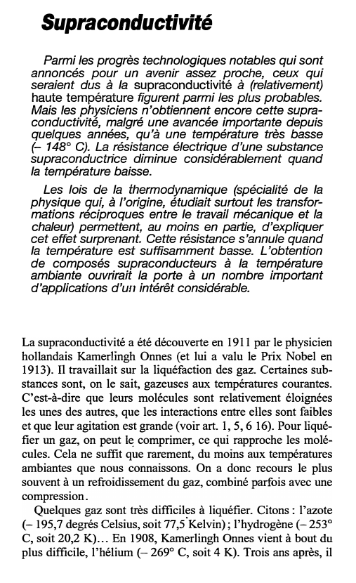 Prévisualisation du document La Supraconductivité