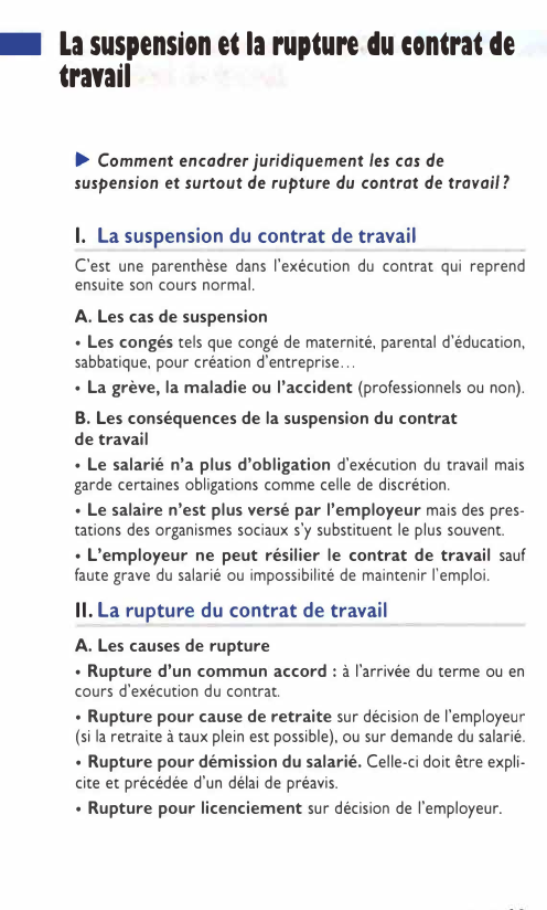 Prévisualisation du document La suspension et la rupture du contrat de travail