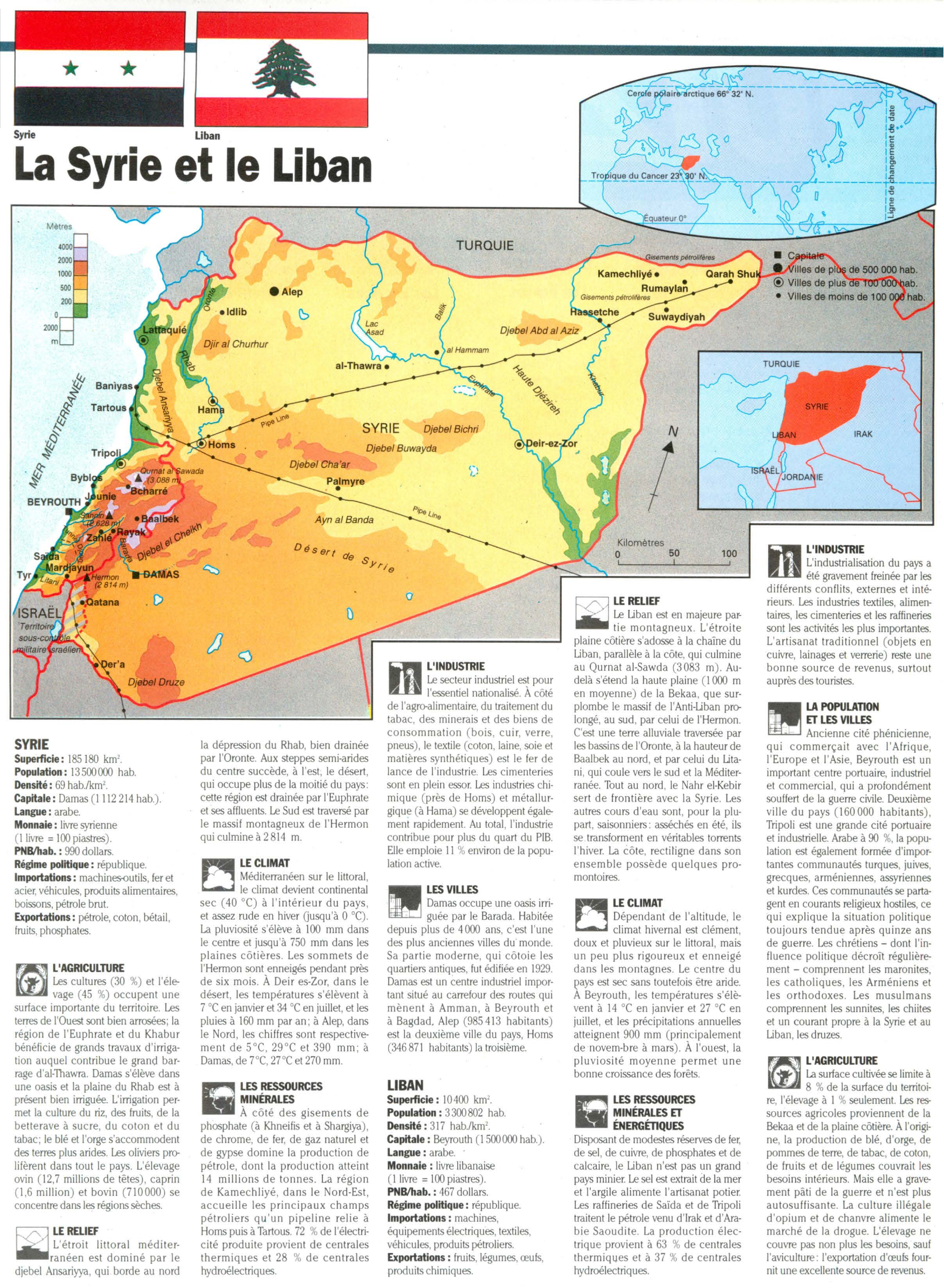 Prévisualisation du document La Syrie et le Liban (cartes, géographie, industrie, agriculture, exportation, etc.)