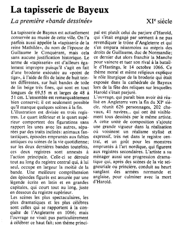 Prévisualisation du document La tapisserie de BayeuxLa première «bande dessinée».