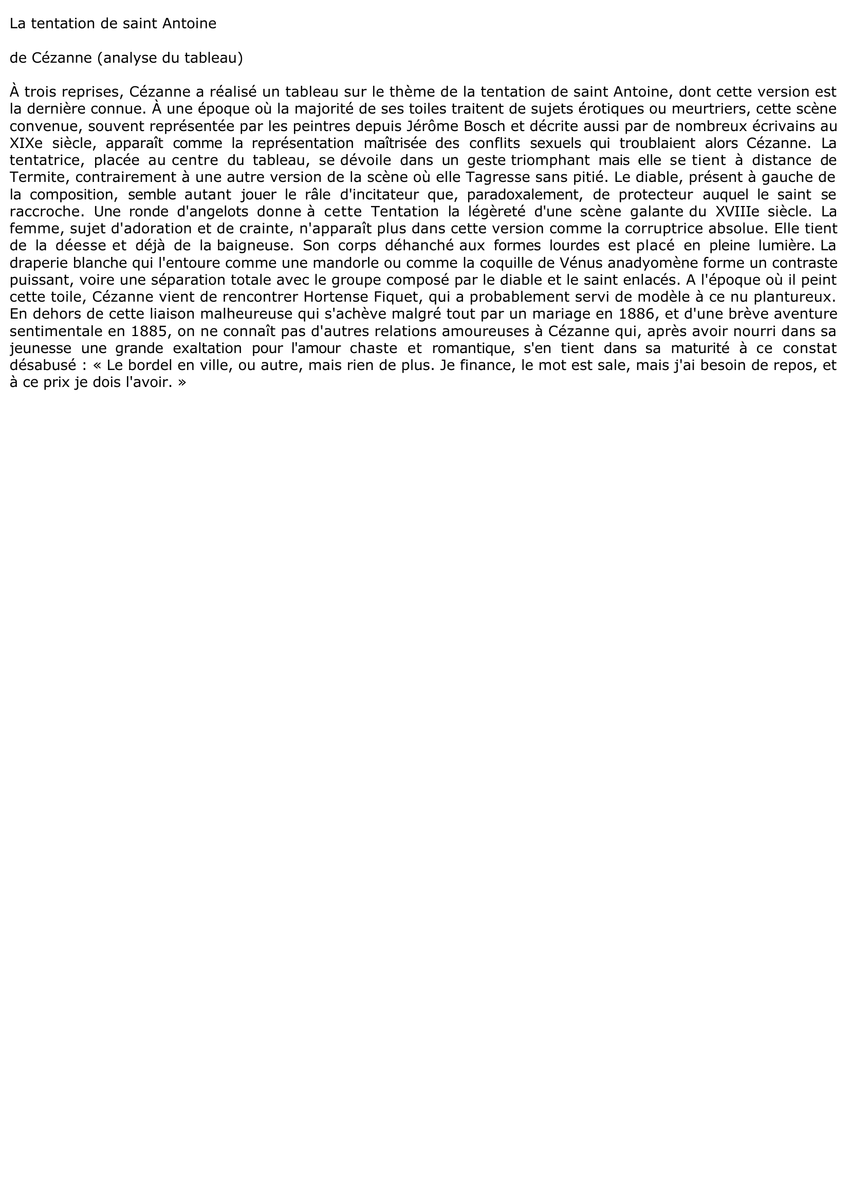 Prévisualisation du document La tentation de saint Antoinede Cézanne (analyse du tableau)