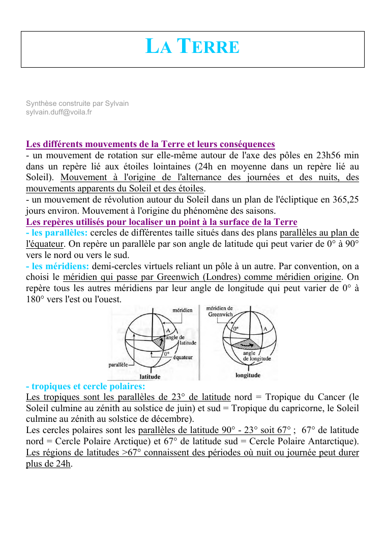 Prévisualisation du document LA TERRESynthèse construite par Sylvainsylvain.