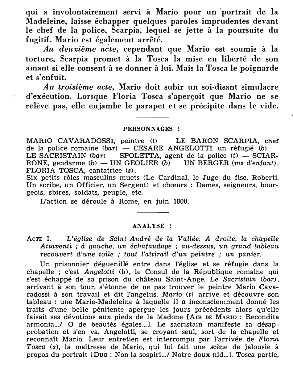 Prévisualisation du document LA TOSCA de G. Puccini (résumé et analyse de l’œuvre – Répertoire lyrique)