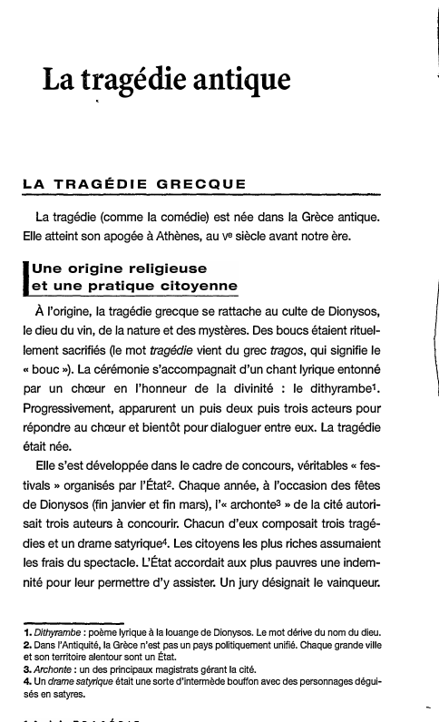 Prévisualisation du document La tragédie antique
LA TRAGÉDIE GRECQUE
La tragédie {comme la comédie) est née dans la Grèce antique.
Elle atteint son...