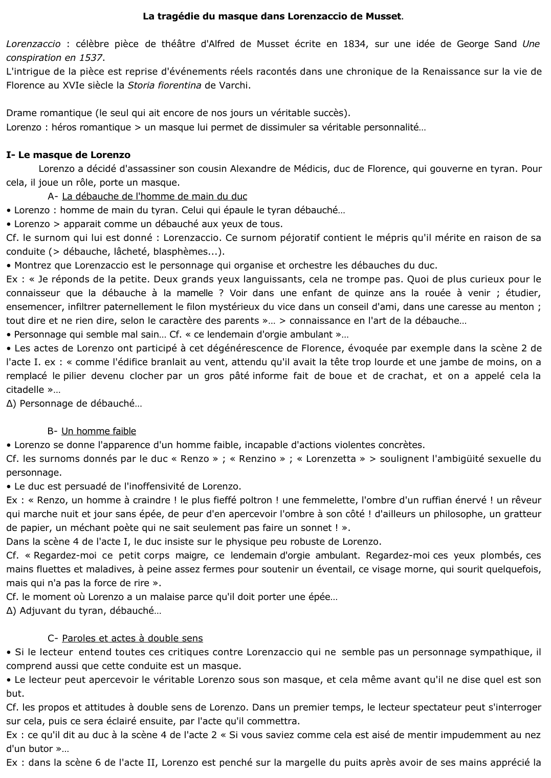 Prévisualisation du document 	La tragédie du masque dans Lorenzaccio de Musset.