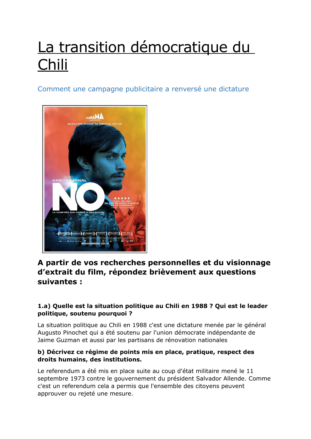 Prévisualisation du document La transition démocratique du Chili Comment une campagne publicitaire a renversé une dictature