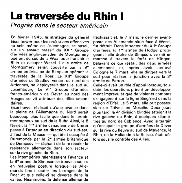 Prévisualisation du document La traversée du Rhin :Progrès dans le secteur américain.