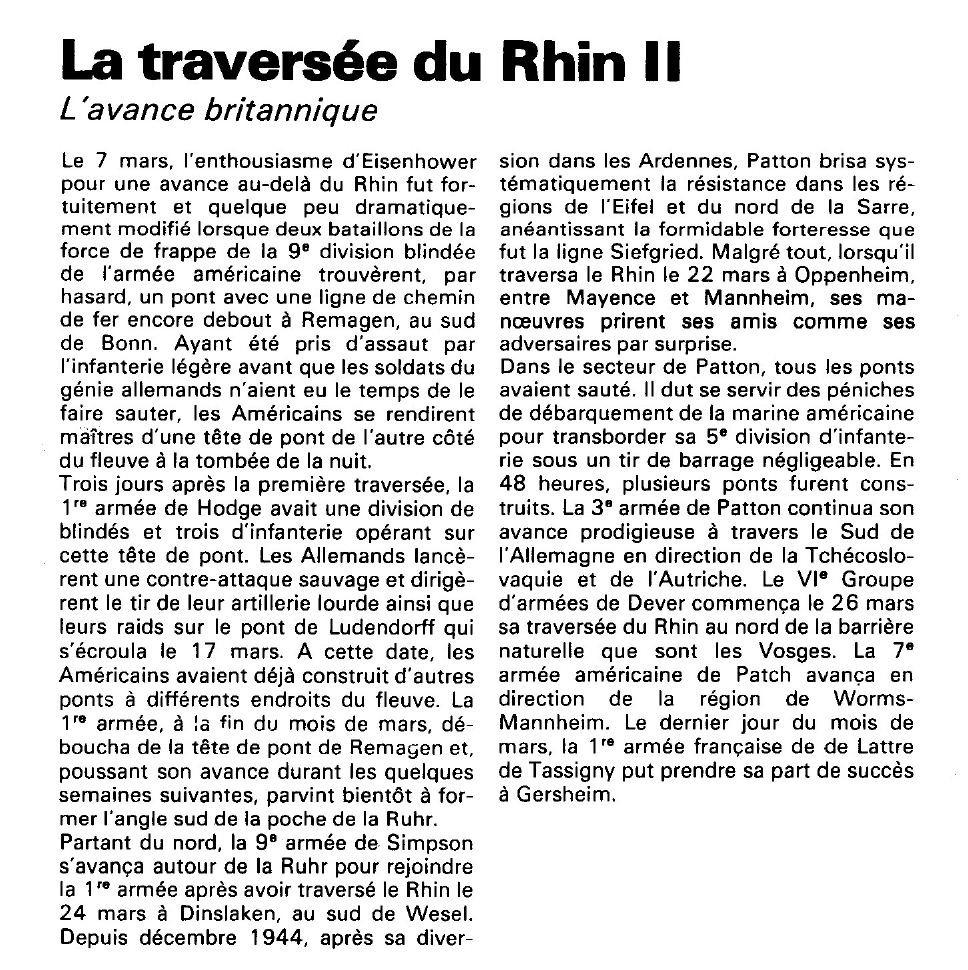 Prévisualisation du document La traversée du Rhin :
Progrès dans le secteur américain.