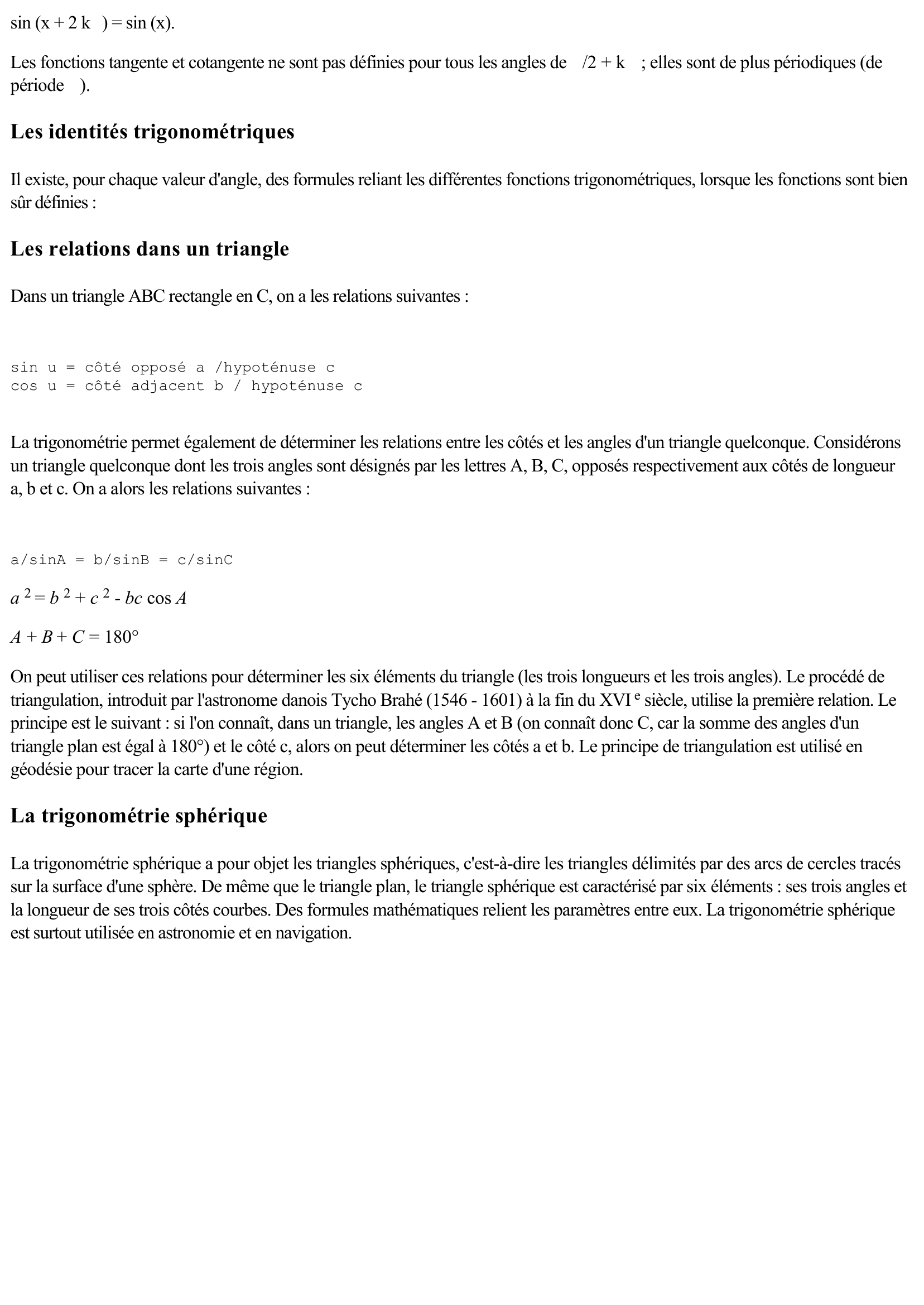 Prévisualisation du document La trigonométrie (Sciences & Techniques)