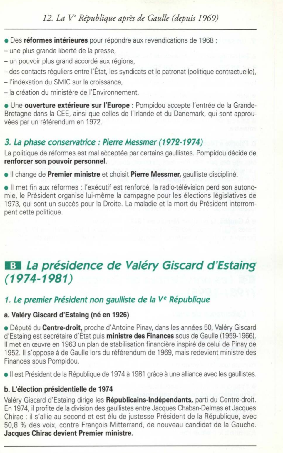 Prévisualisation du document LA Ve RÉPUBLIQUE APRÈS DE GAULLE (depuis 1969)