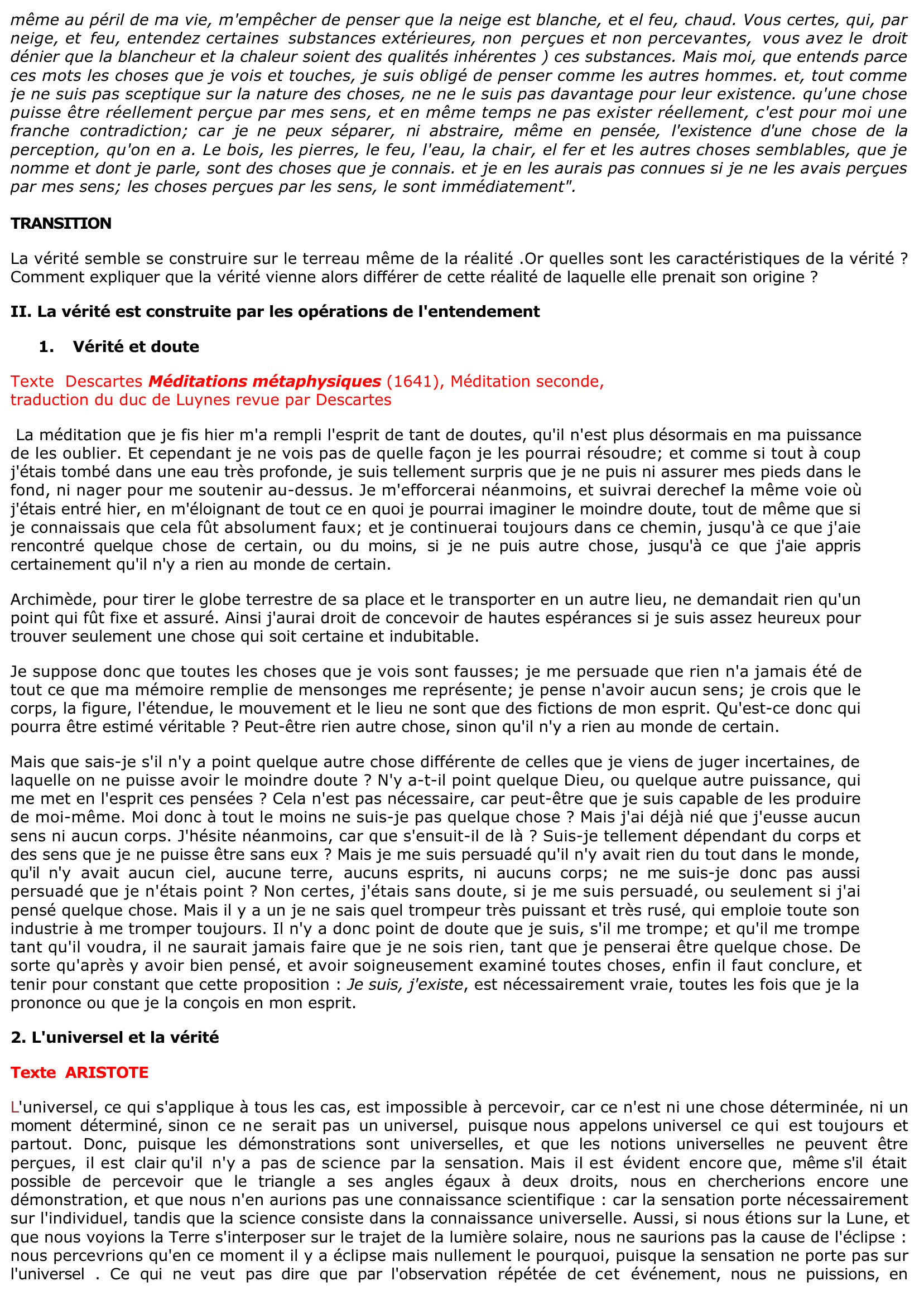 Prévisualisation du document La vérité est-elle différente de la réalité 	?