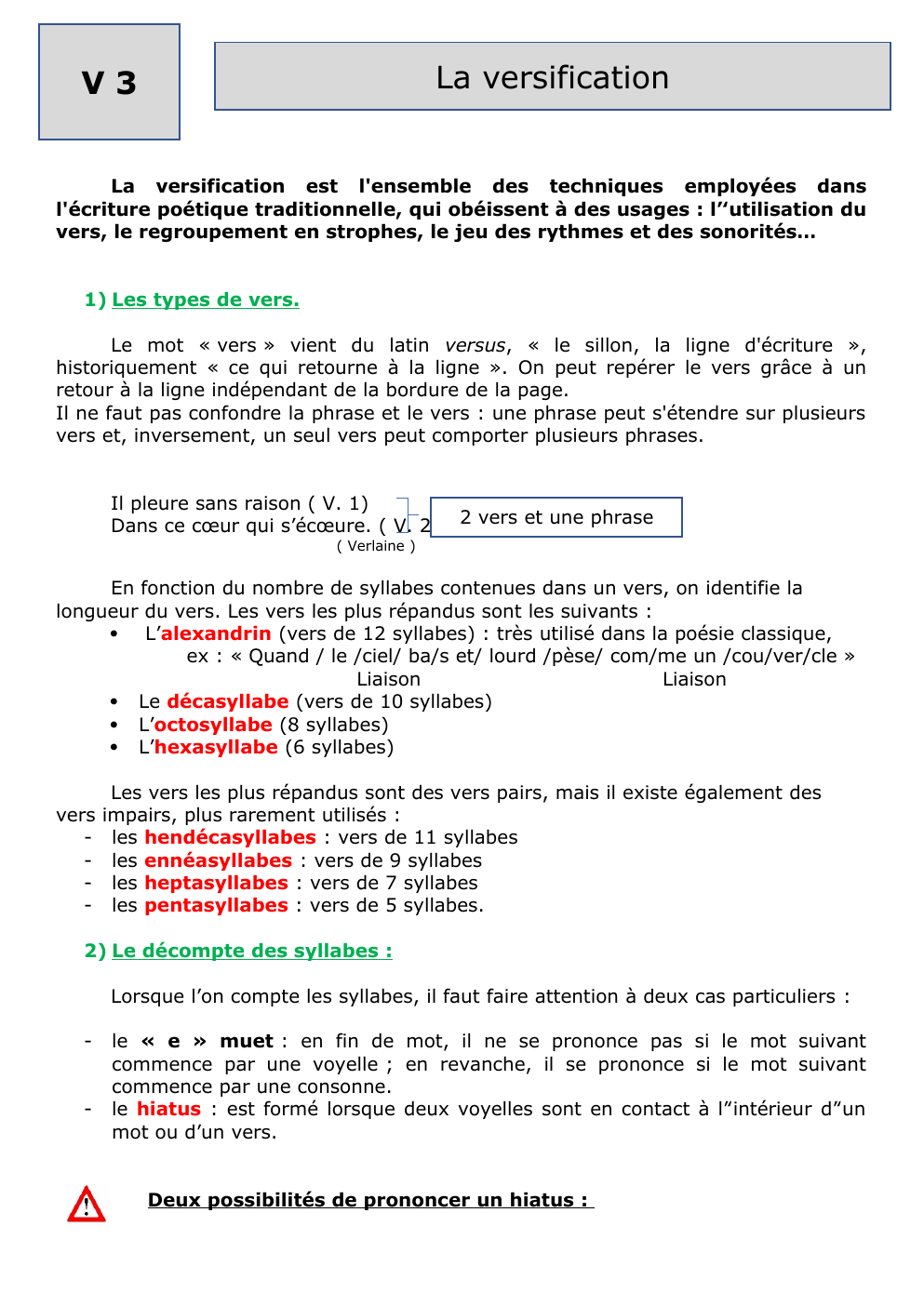 Prévisualisation du document la versification en poésie