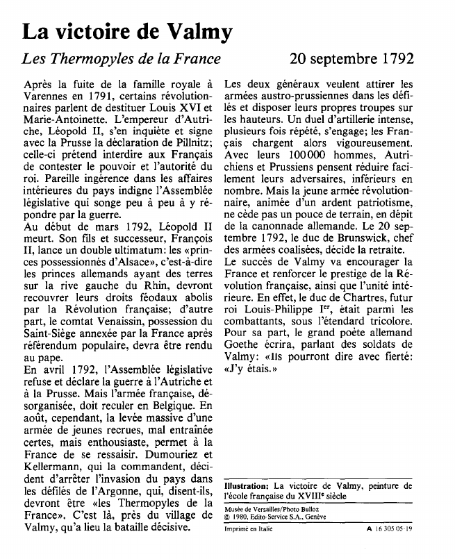Prévisualisation du document La victoire de ValmyLes Thermopyles de la France.