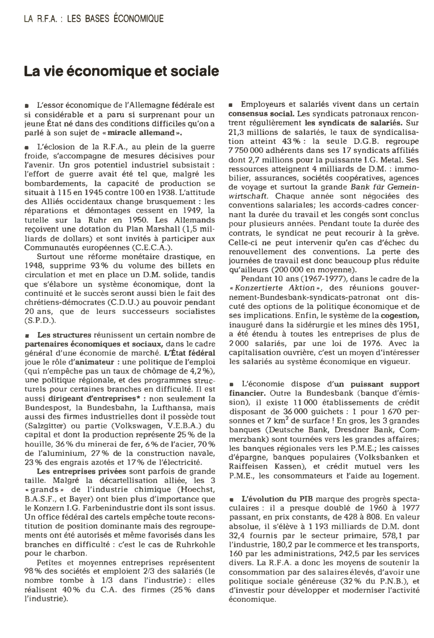 Prévisualisation du document La vie économique et sociale - PRÉSENTATION DE LA R.F.A. (en 1980)
