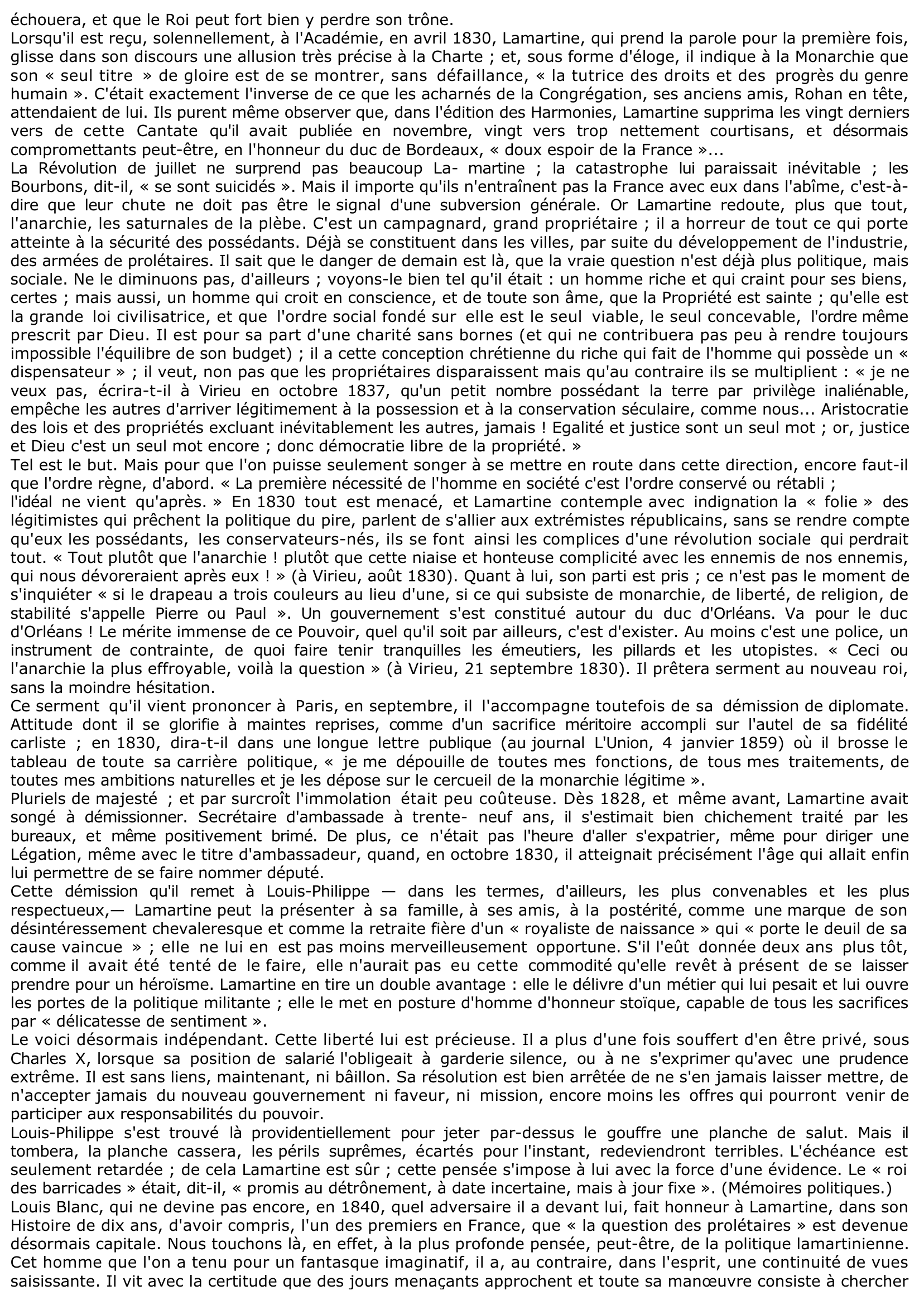 Prévisualisation du document LA VIE ET LA CARRIERE POLITIQUE DE LAMARTINE