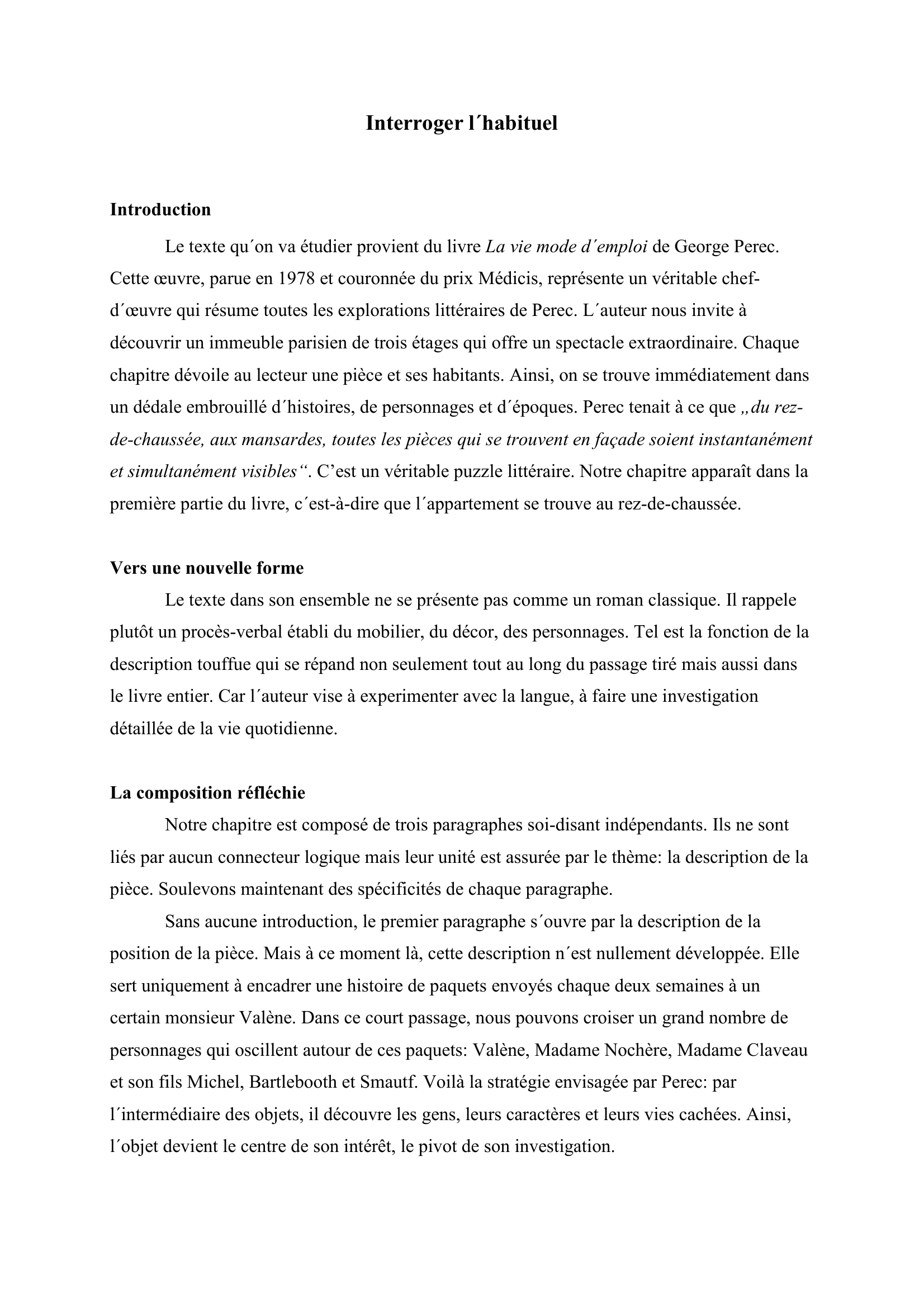 Prévisualisation du document La Vie mode d'emploi (Georges Perec) - CHAPITRE V  Foulerot, 1