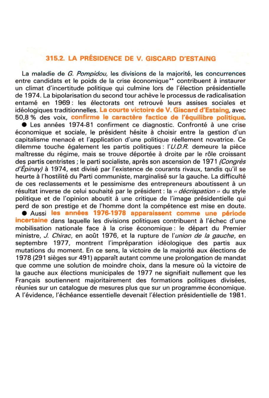 Prévisualisation du document LA VIE POLITIQUE (1962-1981) - Histoire de France