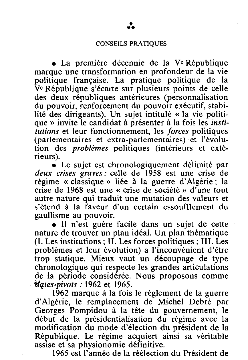 Prévisualisation du document LA VIE POLITIQUE EN FRANCE DE MAI 1958 A JUIN 1968. HISTOIRE.