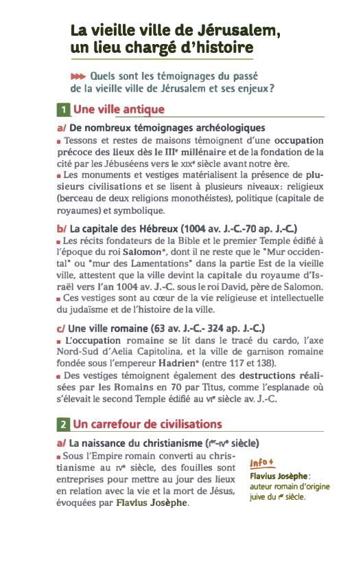 Prévisualisation du document La vieille ville de Jérusalem,
un lieu chargé d'histoire
� Quels sont les témoignages du passé
de la vieille ville...