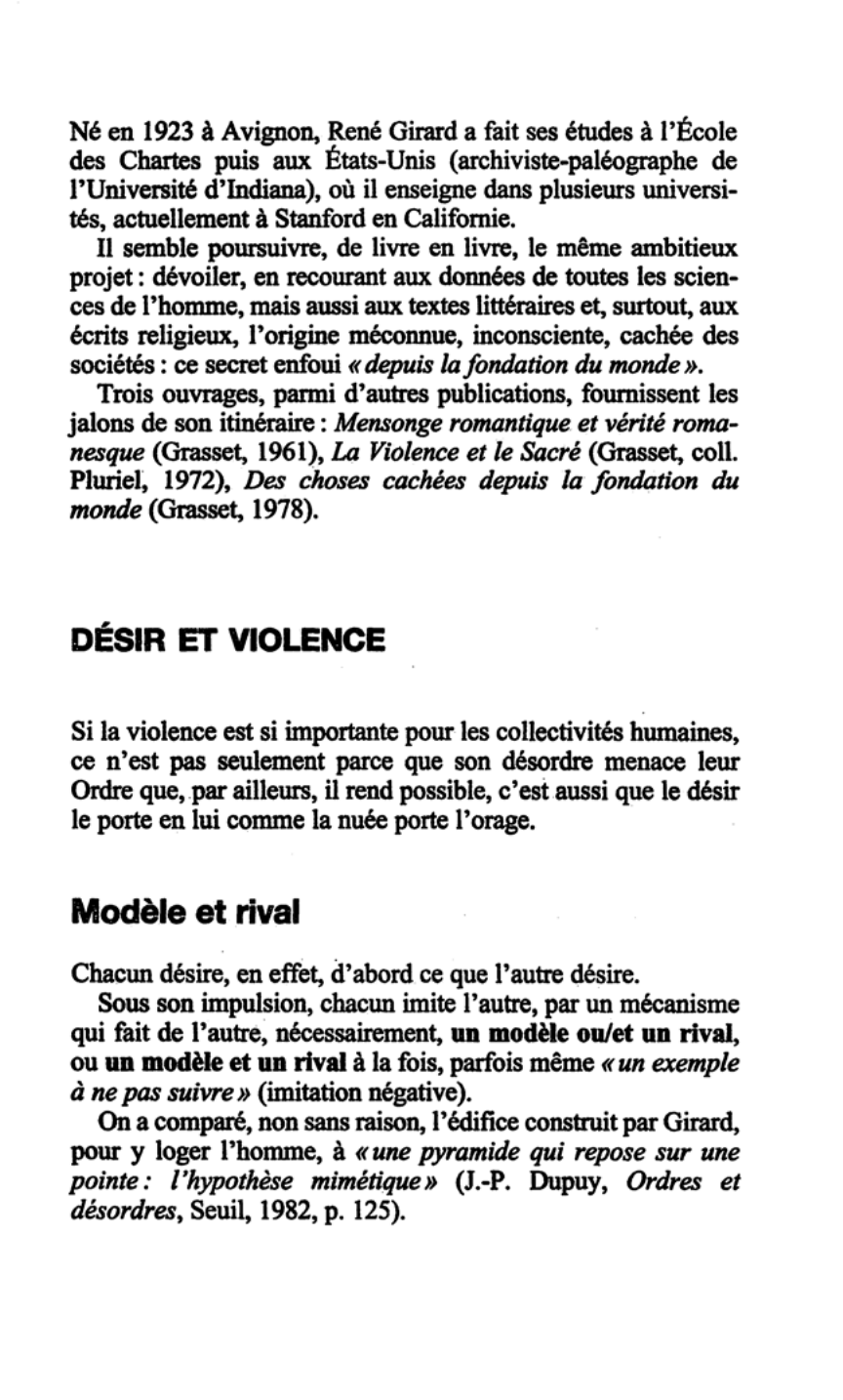 Prévisualisation du document La Violence et le Sacré de René GIRARD