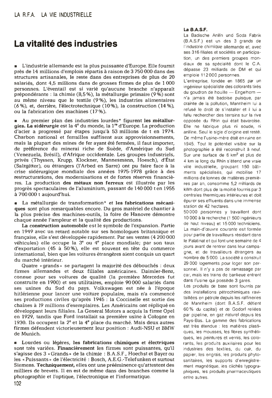 Prévisualisation du document La vitalité des industries - PRÉSENTATION DE LA R.F.A. (en 1980)
