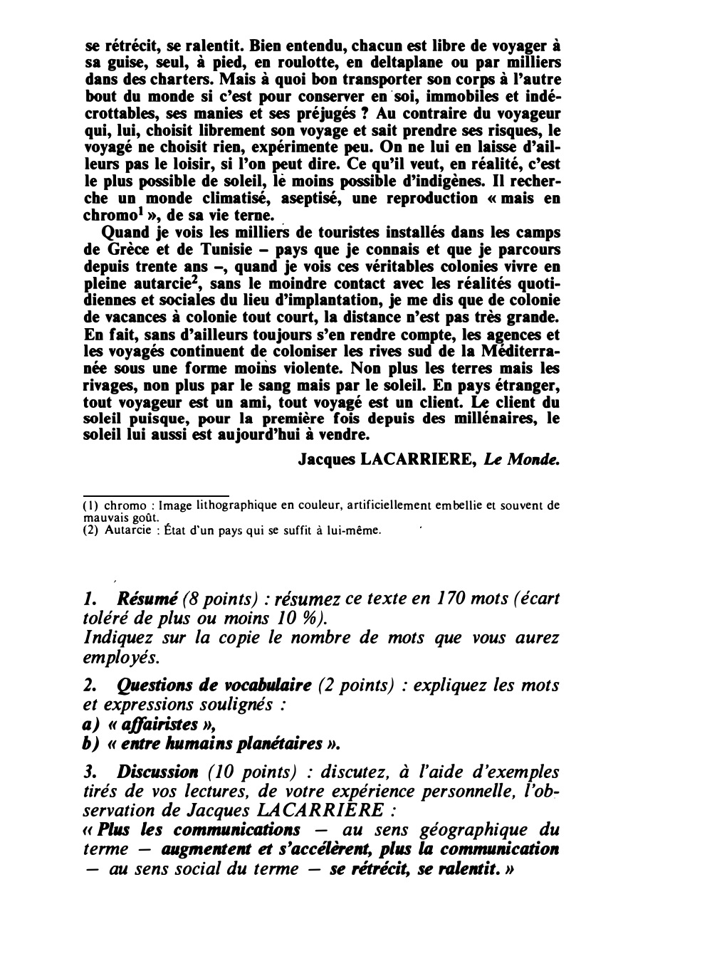 Prévisualisation du document La voie d’un solitaire : Jacques LACARRIERE, Le Monde.