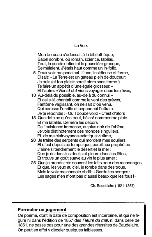 Prévisualisation du document La Voix de Ch. Baudelaire (1821-1867)