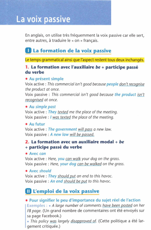 Prévisualisation du document . La voix passive
En anglais, on utilise très fréquemment la voix passive car elle sert,
entre autres, à traduire...