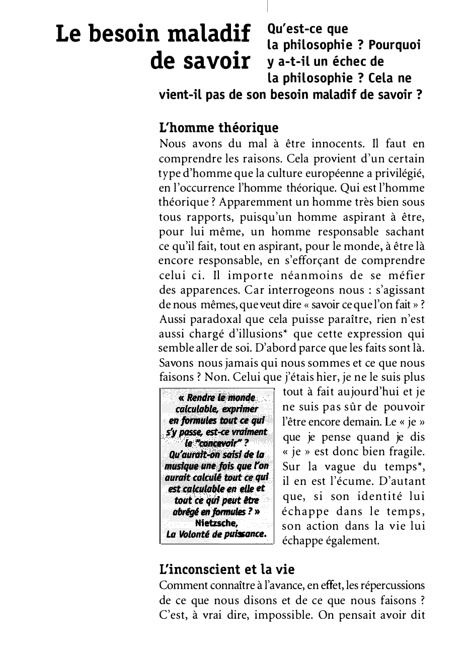 Prévisualisation du document « La volonté de vérité pourrait être secrètement une volonté de mort. » Friedrich Nietzsche, Le Gai Savoir