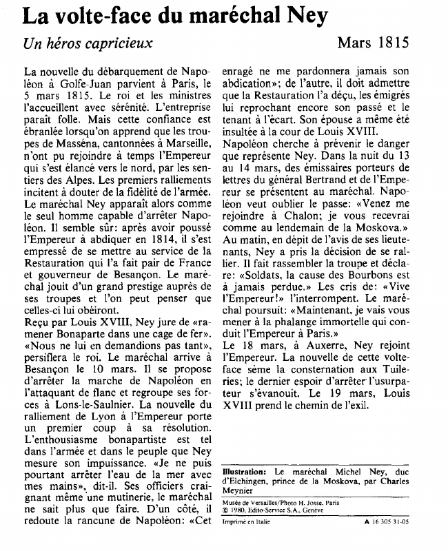 Prévisualisation du document La volte-face du maréchal NeyUn héros capricieux	Mars.