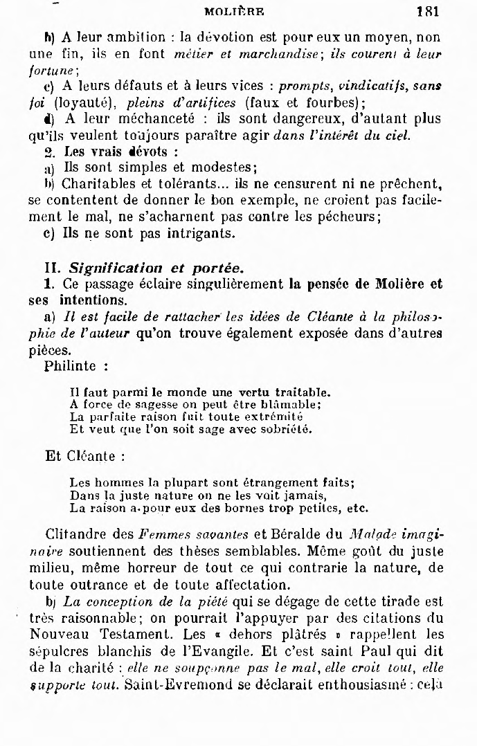 Prévisualisation du document La vraie dévotion selon Molière. Couplet de Cléante dans Tartuffe (acte I, sc. v, du vers 350 au vers 405).