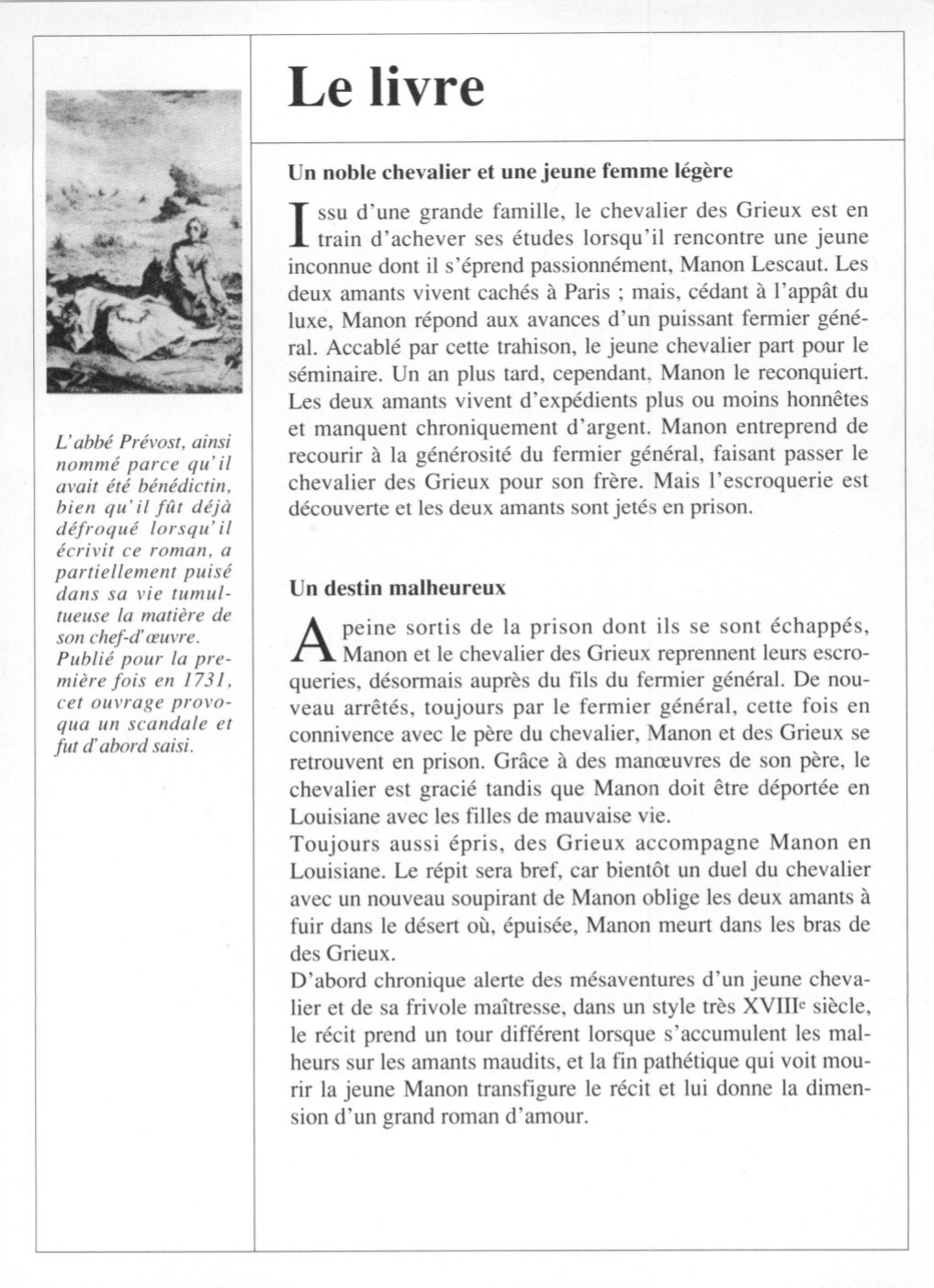 Prévisualisation du document L'abbé PRÉVOST : Manon Lescaut
