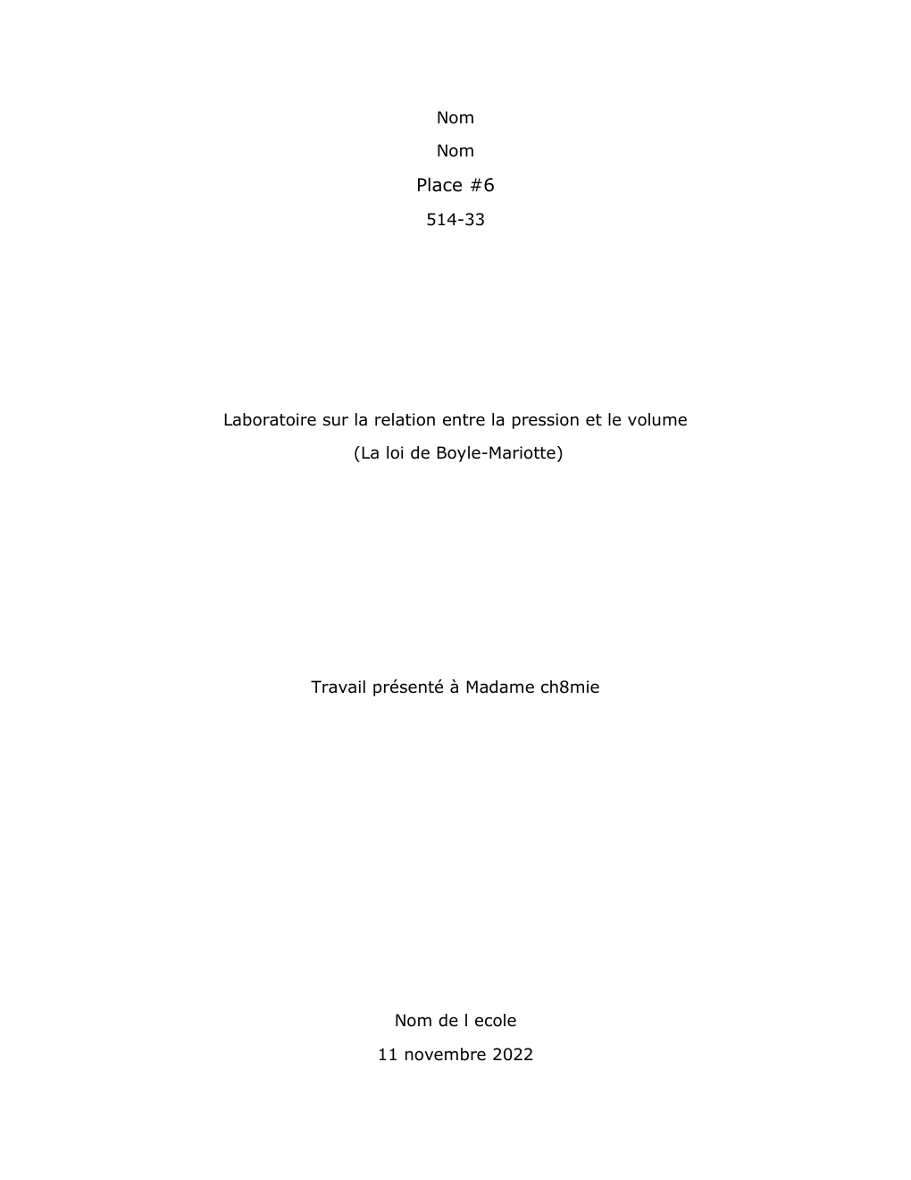 Prévisualisation du document Laboratoire sur la loi de Boyle et mariotte
