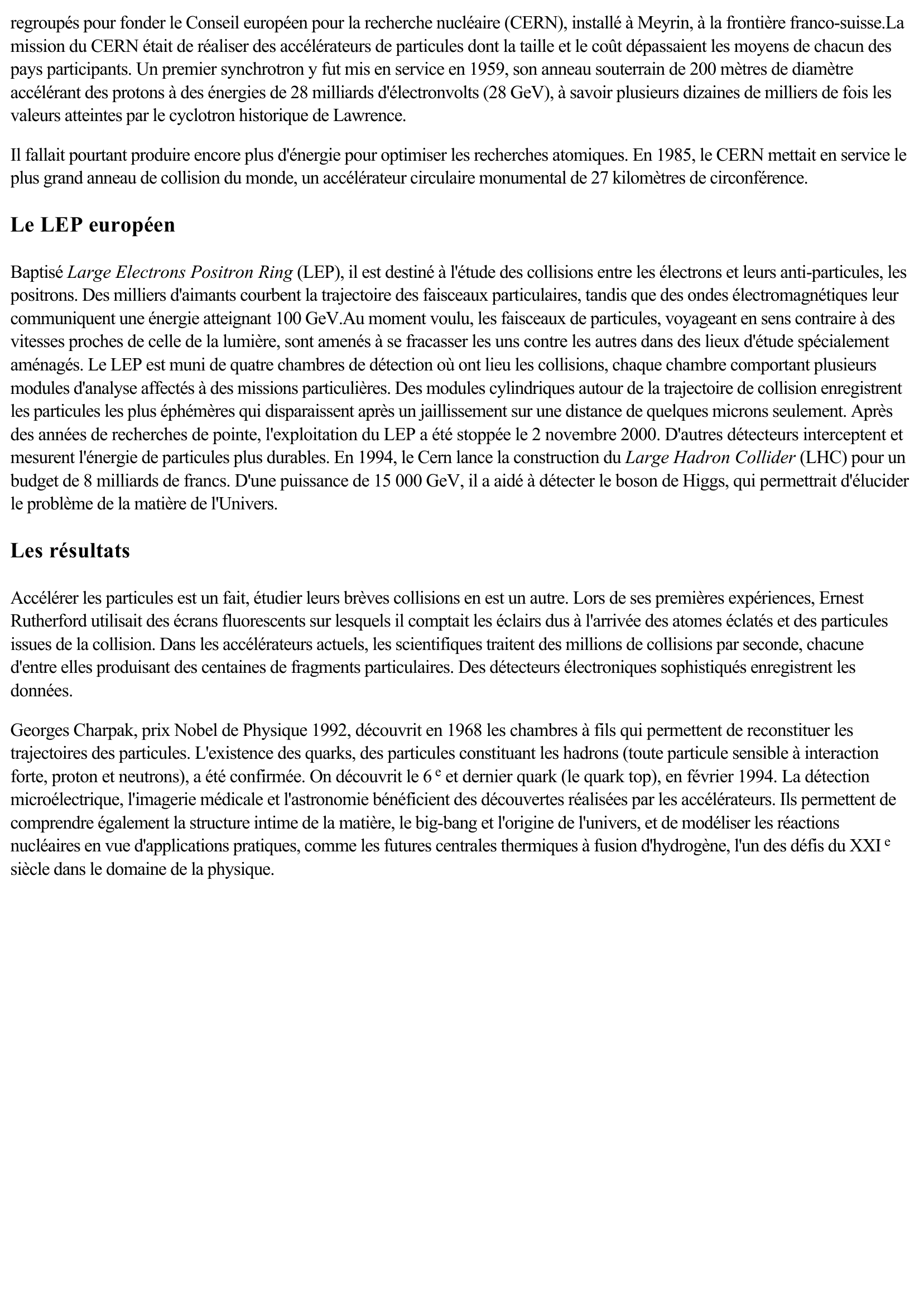 Prévisualisation du document L'accélérateur de particules (Sciences & Techniques)