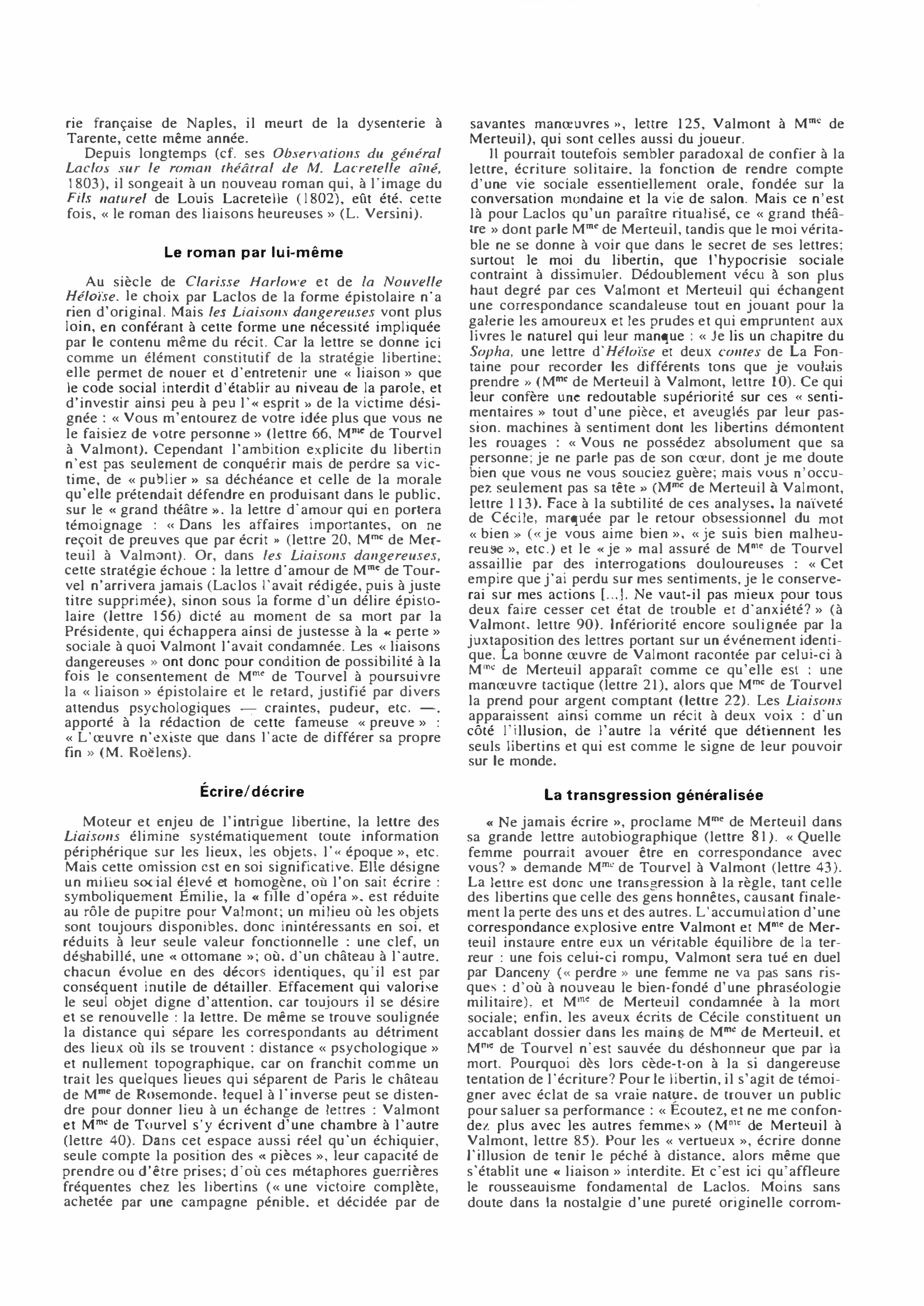 Prévisualisation du document LACLOS Pierre Ambroise Choderlos de : sa vie et son oeuvre