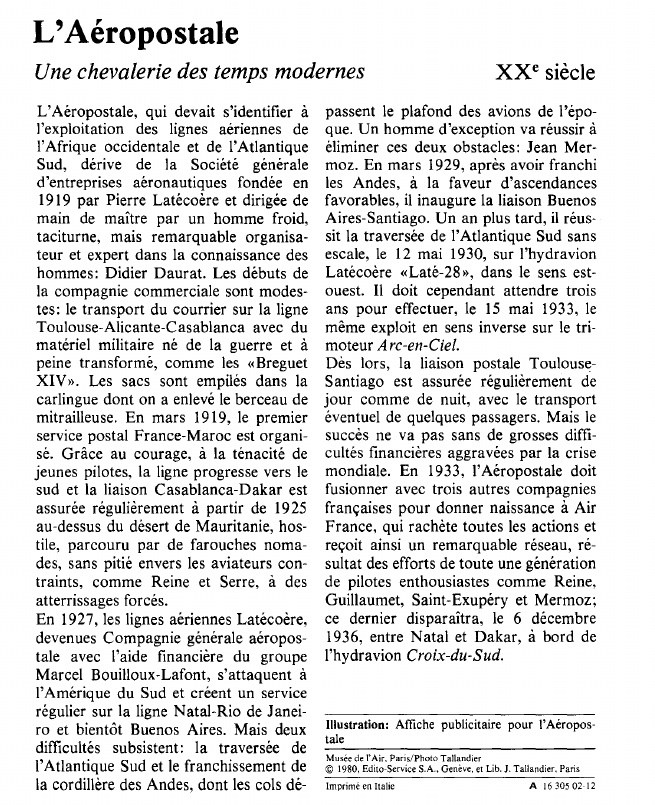 Prévisualisation du document L'AéropostaleUne chevalerie des temps modernes.